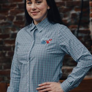 Button up female w/ logo